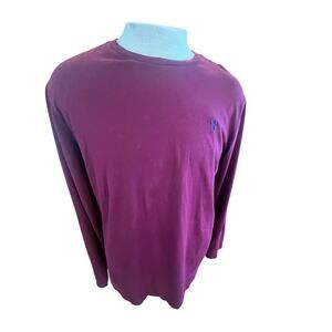 POLO LONG SLEEVE MAROON LOGO TEE MENS LARGE